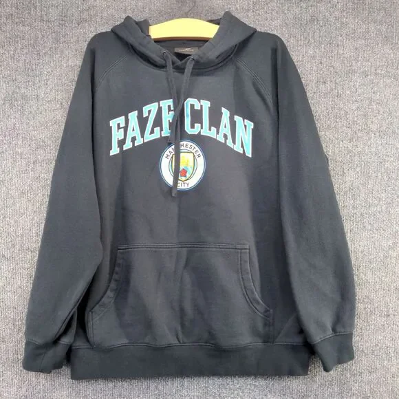 Faze Clan Manchester City Men's Spell Out Pullover Graphic Hoodie